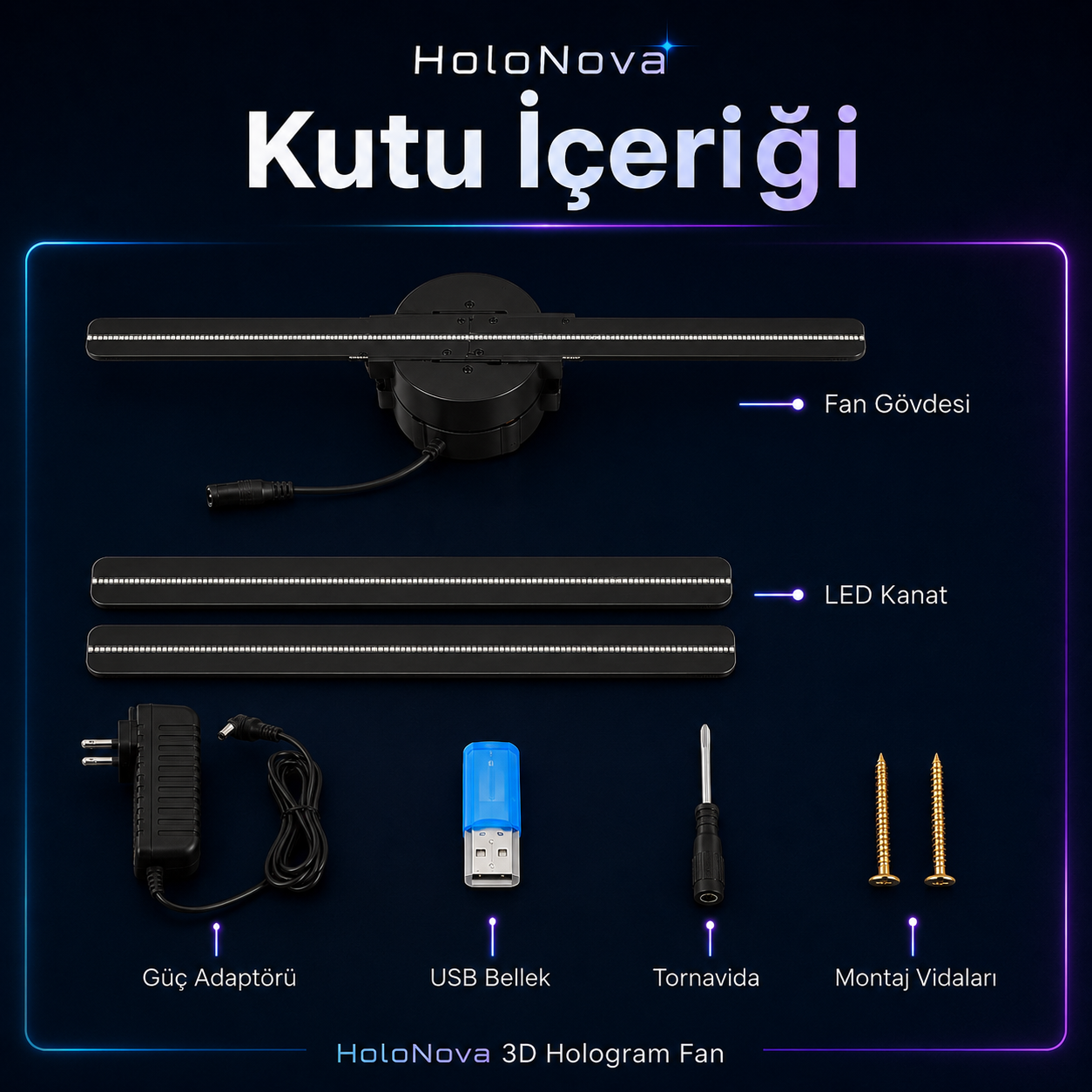 HoloNova 3D Hologram Fan – LED Reklam ve Vitrin Tanıtım Cihazı