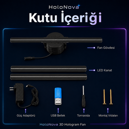 HoloNova 3D Hologram Fan – LED Reklam ve Vitrin Tanıtım Cihazı